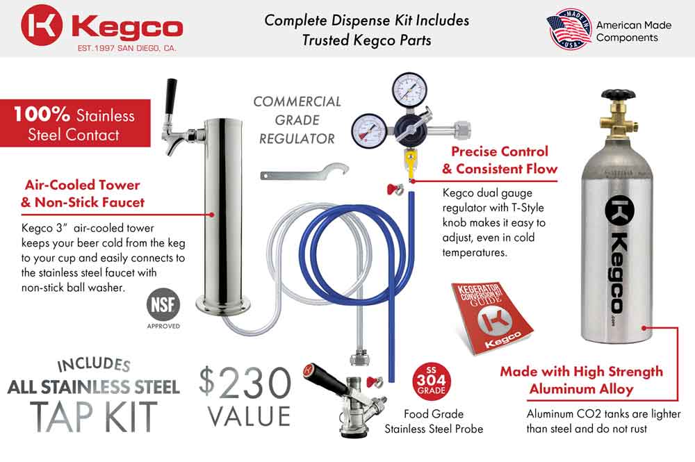 Kegco 24" Wide Single Tap Stainless Steel Digital Kegerator K309SS-1NK Kegco