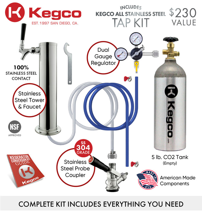 Kegco 24" Wide Single Tap Black Kegerator K209B-1NK Kegco