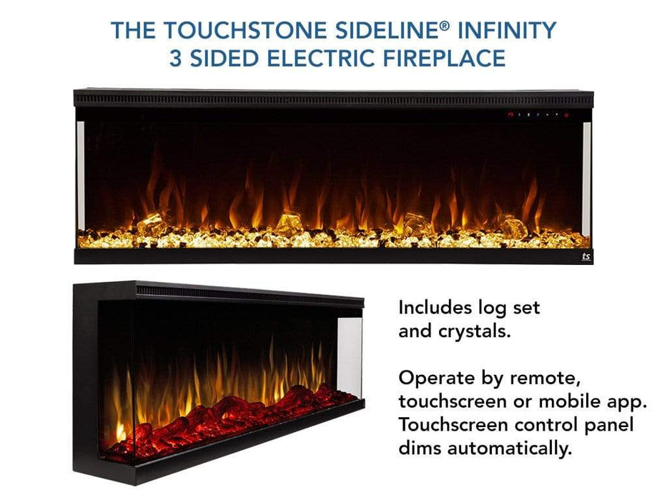 Sideline Infinity 3 Sided 50" WiFi Enabled Recessed Electric Fireplace 80045 (Alexa/Google Compatible) by Touchtone TouchStone