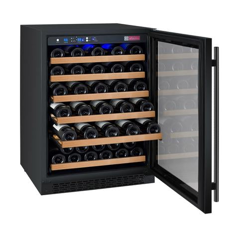 Allavino 24" Wide FlexCount II Tru-Vino 56 Bottle Single Zone Black Right Hinge Wine Refrigerator Allavino